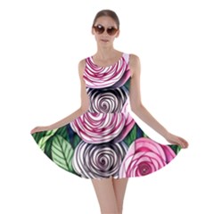 Breathtaking Bright Brilliant Watercolor Flowers Skater Dress by GardenOfOphir