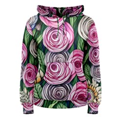 Breathtaking Bright Brilliant Watercolor Flowers Women s Pullover Hoodie by GardenOfOphir