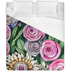 Breathtaking Bright Brilliant Watercolor Flowers Duvet Cover (california King Size) by GardenOfOphir