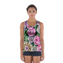 Breathtaking Bright Brilliant Watercolor Flowers Sport Tank Top  by GardenOfOphir