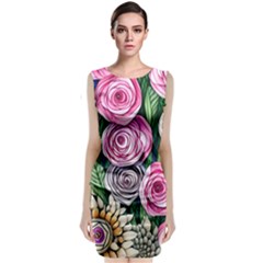 Breathtaking Bright Brilliant Watercolor Flowers Classic Sleeveless Midi Dress by GardenOfOphir