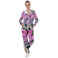 Breathtaking Bright Brilliant Watercolor Flowers Women s Tracksuit by GardenOfOphir