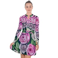 Breathtaking Bright Brilliant Watercolor Flowers Long Sleeve Panel Dress by GardenOfOphir