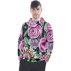 Breathtaking Bright Brilliant Watercolor Flowers Men s Pullover Hoodie by GardenOfOphir