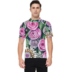 Breathtaking Bright Brilliant Watercolor Flowers Men s Short Sleeve Rash Guard by GardenOfOphir