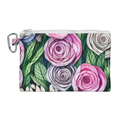 Breathtaking Bright Brilliant Watercolor Flowers Canvas Cosmetic Bag (large) by GardenOfOphir