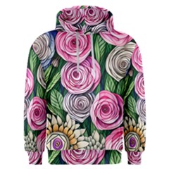 Breathtaking Bright Brilliant Watercolor Flowers Men s Overhead Hoodie by GardenOfOphir