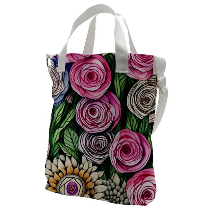 Breathtaking Bright Brilliant Watercolor Flowers Canvas Messenger Bag