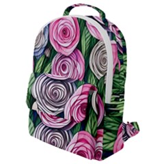 Breathtaking Bright Brilliant Watercolor Flowers Flap Pocket Backpack (small) by GardenOfOphir