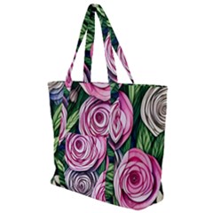 Breathtaking Bright Brilliant Watercolor Flowers Zip Up Canvas Bag by GardenOfOphir