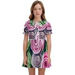 Breathtaking Bright Brilliant Watercolor Flowers Kids  Sweet Collar Dress