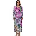 Breathtaking Bright Brilliant Watercolor Flowers Long Sleeve Longline Maxi Dress View1