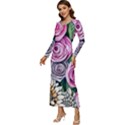 Breathtaking Bright Brilliant Watercolor Flowers Long Sleeve Longline Maxi Dress View2