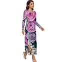 Breathtaking Bright Brilliant Watercolor Flowers Long Sleeve Longline Maxi Dress View3