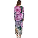 Breathtaking Bright Brilliant Watercolor Flowers Long Sleeve Longline Maxi Dress View4