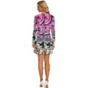 Breathtaking Bright Brilliant Watercolor Flowers Long Sleeve Deep V Mini Dress  View4