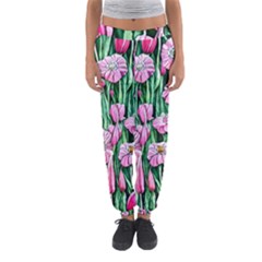 Blushing Bold Botanical Watercolor Flowers Women s Jogger Sweatpants by GardenOfOphir