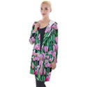 Blushing Bold Botanical Watercolor Flowers Hooded Pocket Cardigan View1