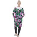 Blushing Bold Botanical Watercolor Flowers Hooded Pocket Cardigan View2