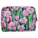 Blushing Bold Botanical Watercolor Flowers Make Up Pouch (Medium) View2