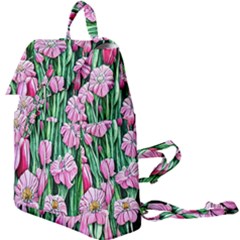 Blushing Bold Botanical Watercolor Flowers Buckle Everyday Backpack by GardenOfOphir