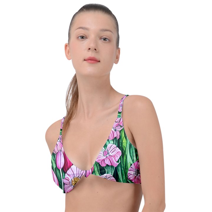 Blushing Bold Botanical Watercolor Flowers Knot Up Bikini Top