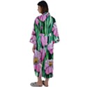 Blushing Bold Botanical Watercolor Flowers Maxi Satin Kimono View2