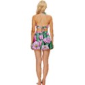 Blushing Bold Botanical Watercolor Flowers Vintage Style Bikini Top and Skirt Set  View4