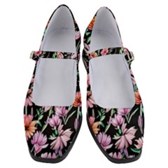 Clustered Watercolor Flowers Women s Mary Jane Shoes