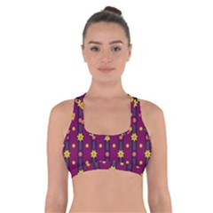 Purple Background Graphic Decor Backdrop Design Art Cross Back Sports Bra by Ravend