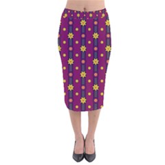 Purple Background Graphic Decor Backdrop Design Art Velvet Midi Pencil Skirt by Ravend