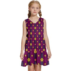 Purple Background Graphic Decor Backdrop Design Art Kids  Sleeveless Tiered Mini Dress by Ravend