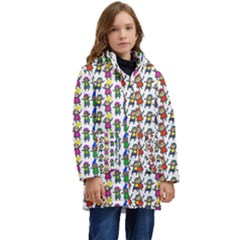 Stickman Kids Doodle Paper Children Group Kid s Hooded Longline Puffer Jacket by Ravend