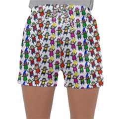 Stickman Kids Doodle Paper Children Group Sleepwear Shorts by Ravend