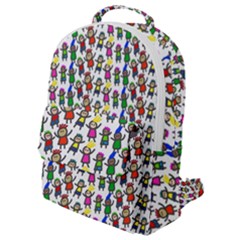 Stickman Kids Doodle Paper Children Group Flap Pocket Backpack (small) by Ravend