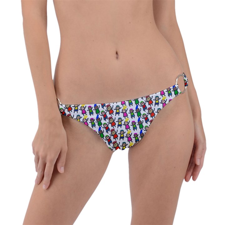 Stickman Kids Doodle Paper Children Group Ring Detail Bikini Bottoms