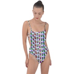 Stickman Kids Doodle Paper Children Group Tie Strap One Piece Swimsuit by Ravend