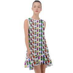 Stickman Kids Doodle Paper Children Group Frill Swing Dress by Ravend