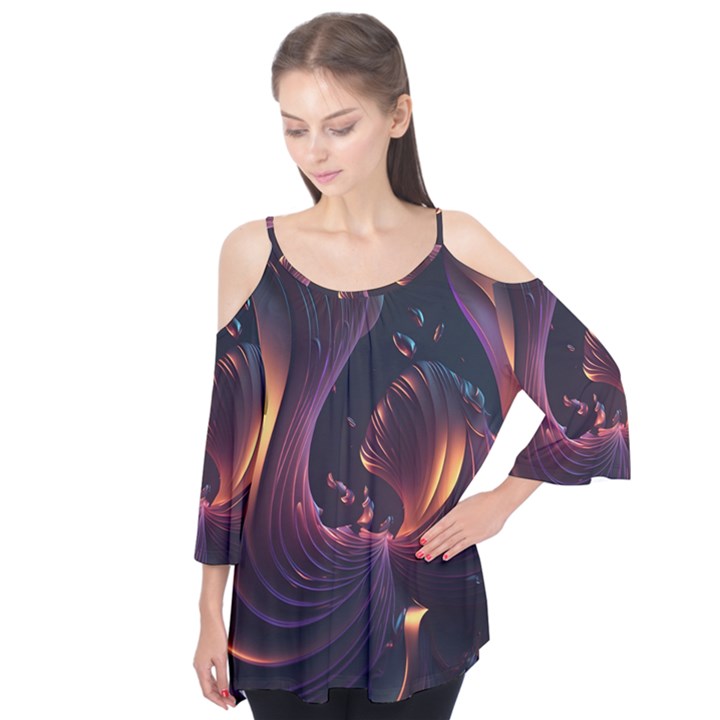 Ai Generated Swirls Space Design Fractal Light 3d Art Pattern Flutter Tees