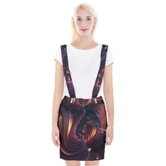 Ai Generated Swirls Space Design Fractal Light 3d Art Pattern Braces Suspender Skirt by Ravend