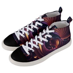 Ai Generated Swirls Space Design Fractal Light 3d Art Pattern Men s Mid-top Canvas Sneakers by Ravend