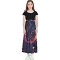 Ai Generated Swirls Space Design Fractal Light 3d Art Pattern Kids  Flared Maxi Skirt View1