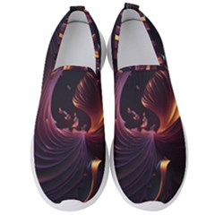 Ai Generated Swirls Space Design Fractal Light 3d Art Pattern Men s Slip On Sneakers by Ravend