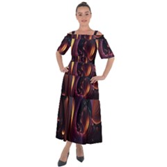 Ai Generated Swirls Space Design Fractal Light 3d Art Pattern Shoulder Straps Boho Maxi Dress  by Ravend