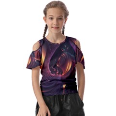 Ai Generated Swirls Space Design Fractal Light 3d Art Pattern Kids  Butterfly Cutout Tee by Ravend