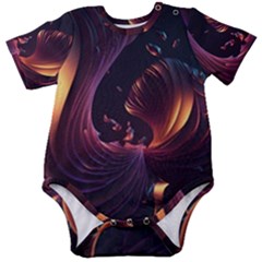 Ai Generated Swirls Space Design Fractal Light 3d Art Pattern Baby Short Sleeve Bodysuit by Ravend