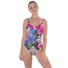 Bountiful Watercolor Flowers Bring Sexy Back Swimsuit by GardenOfOphir