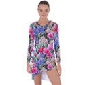 Bountiful Watercolor Flowers Asymmetric Cut-Out Shift Dress View1