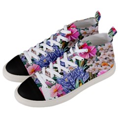 Bountiful Watercolor Flowers Men s Mid-top Canvas Sneakers by GardenOfOphir