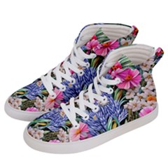 Bountiful Watercolor Flowers Men s Hi-top Skate Sneakers by GardenOfOphir